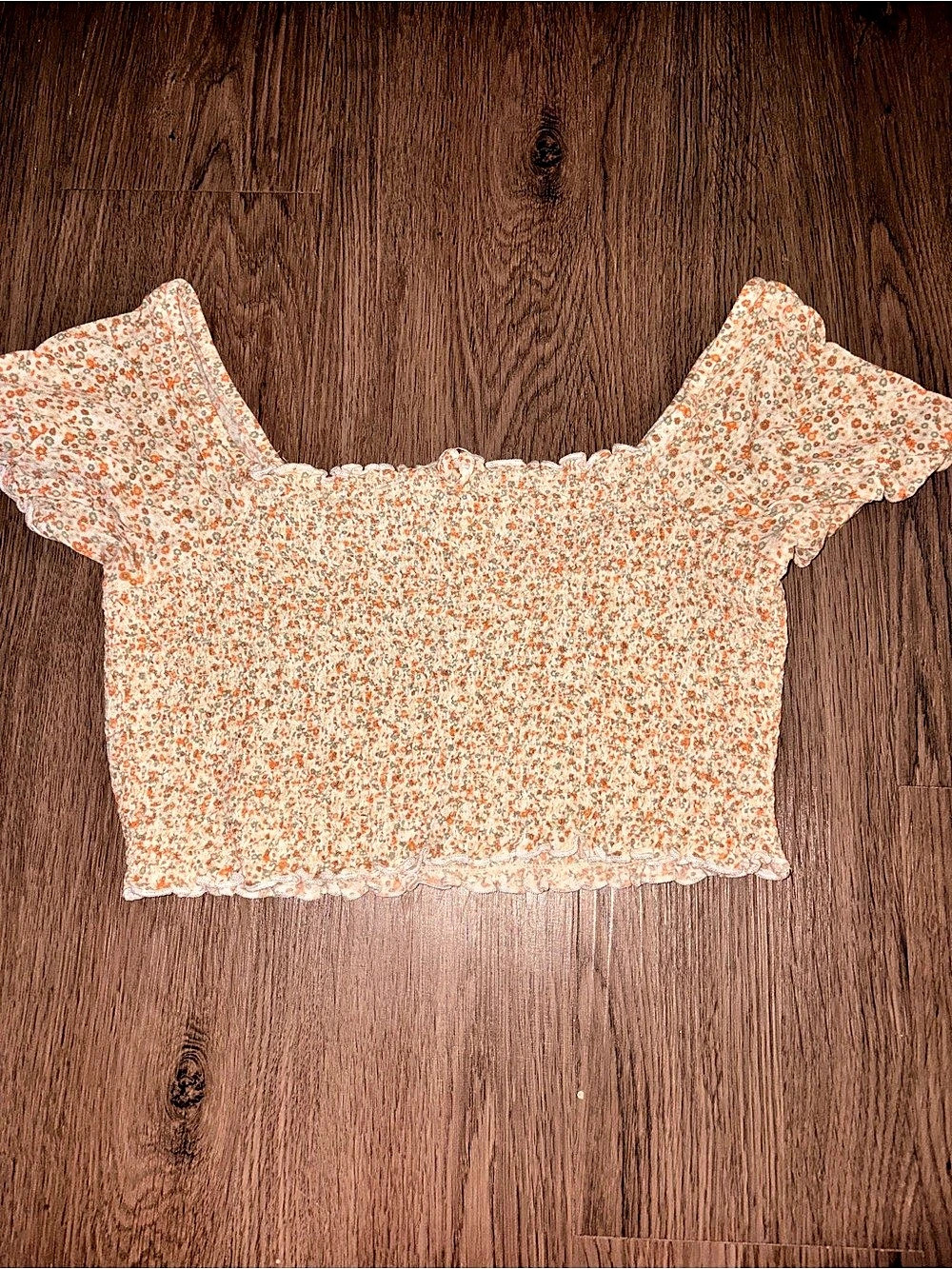 Aerie Floral Smocked Crop Top Size Small 🌸